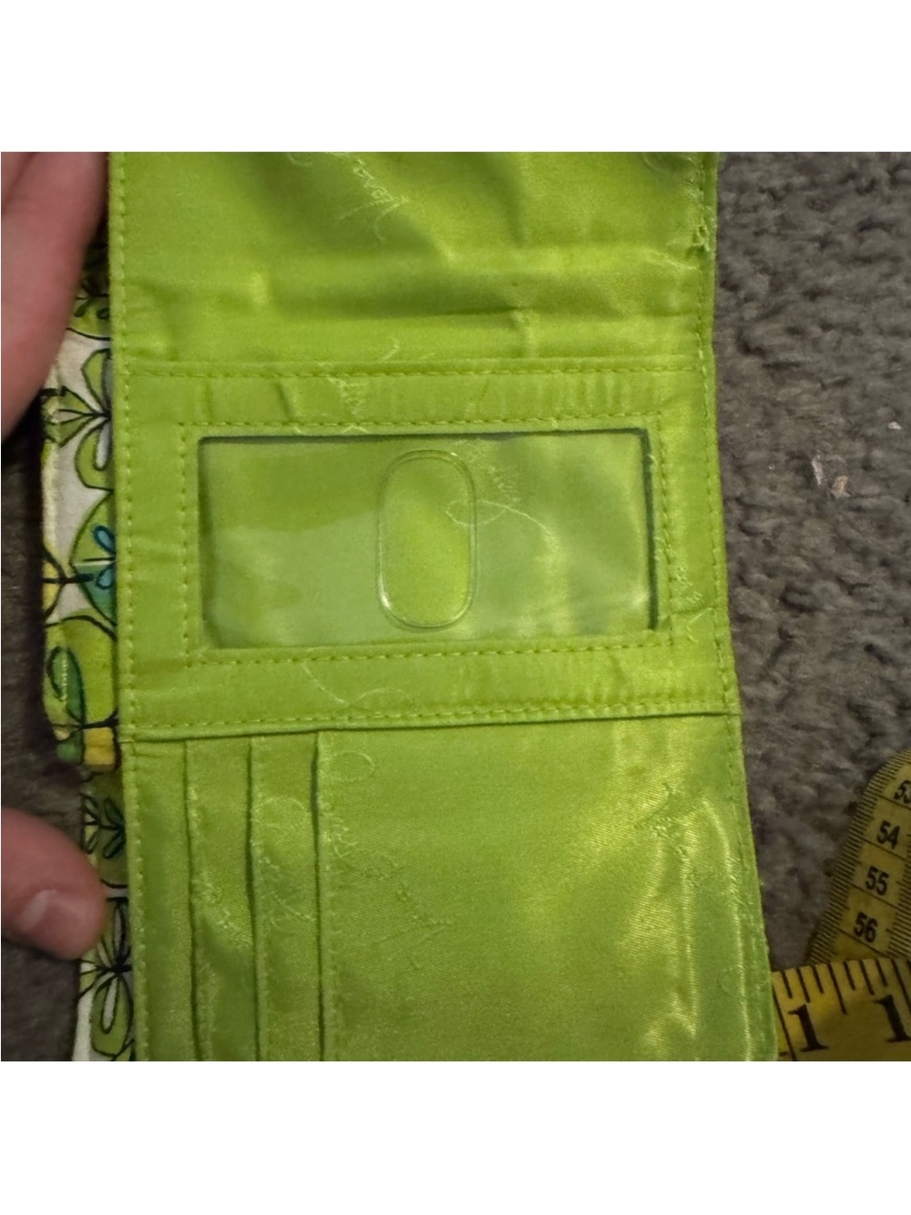 Vera Bradley Green Yellow Black Floral Quilted Coin Wallet - Picture 4 of 5
